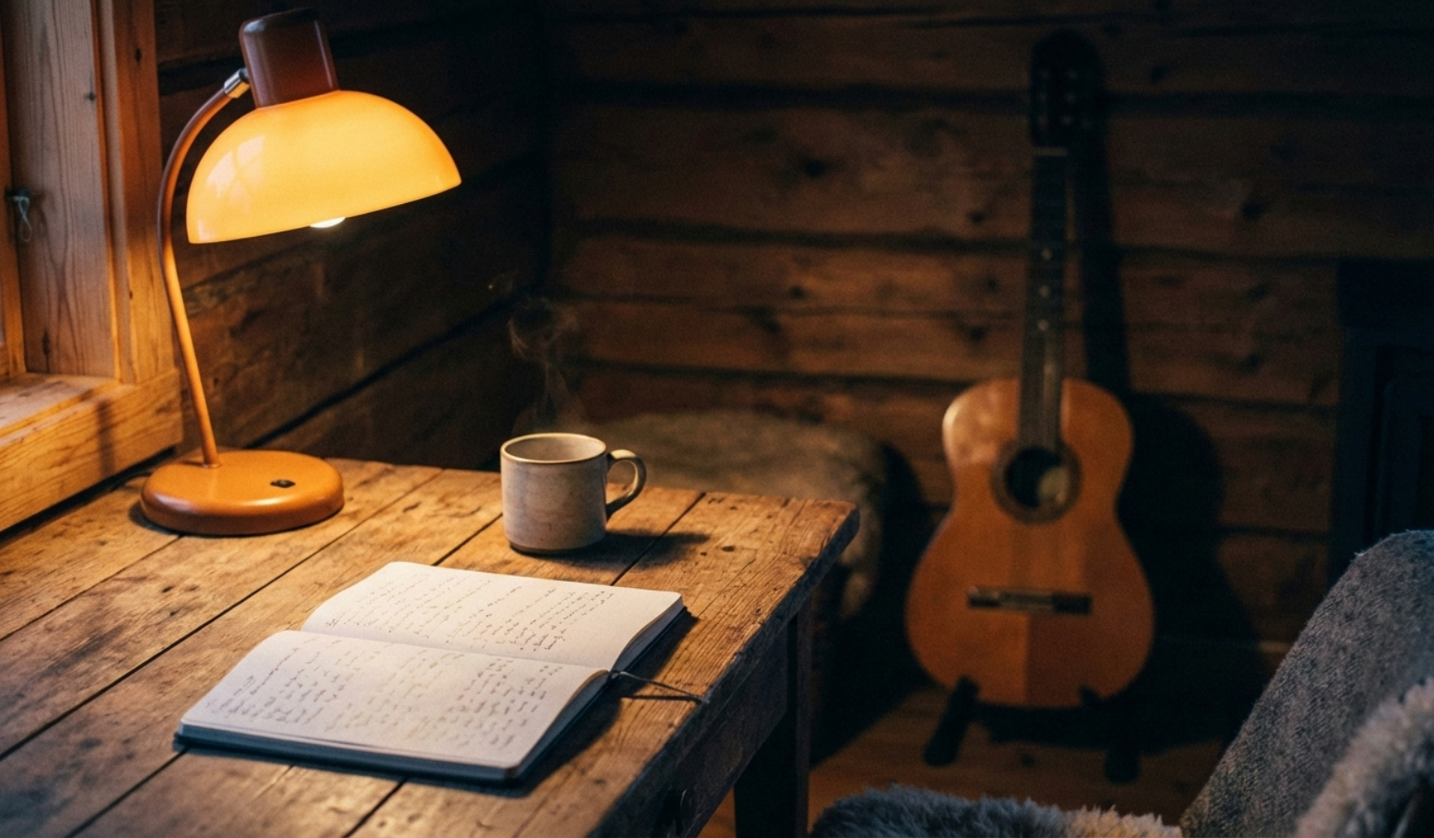Cozy desk scene for study and deep work